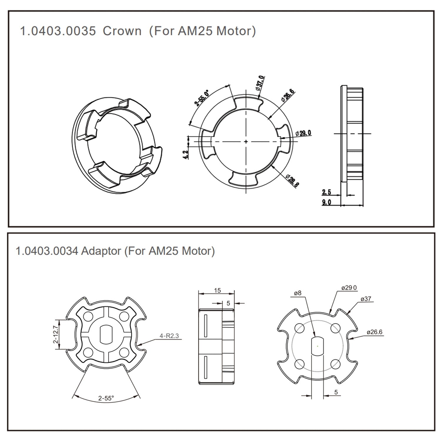 Double-Groove Tube 38mm Drive Wheel Suitable for AM25 Motor