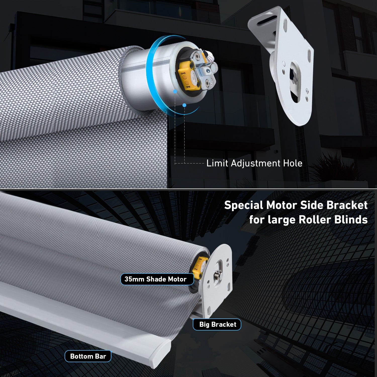 AM35-MEL-PW Electric Awning WiFi Motor Fit 50-63mm Tube For Motorised Retractable Awnings and Electric RV Awning，Automated Retractable Awnings，WIFI Blinds Motor