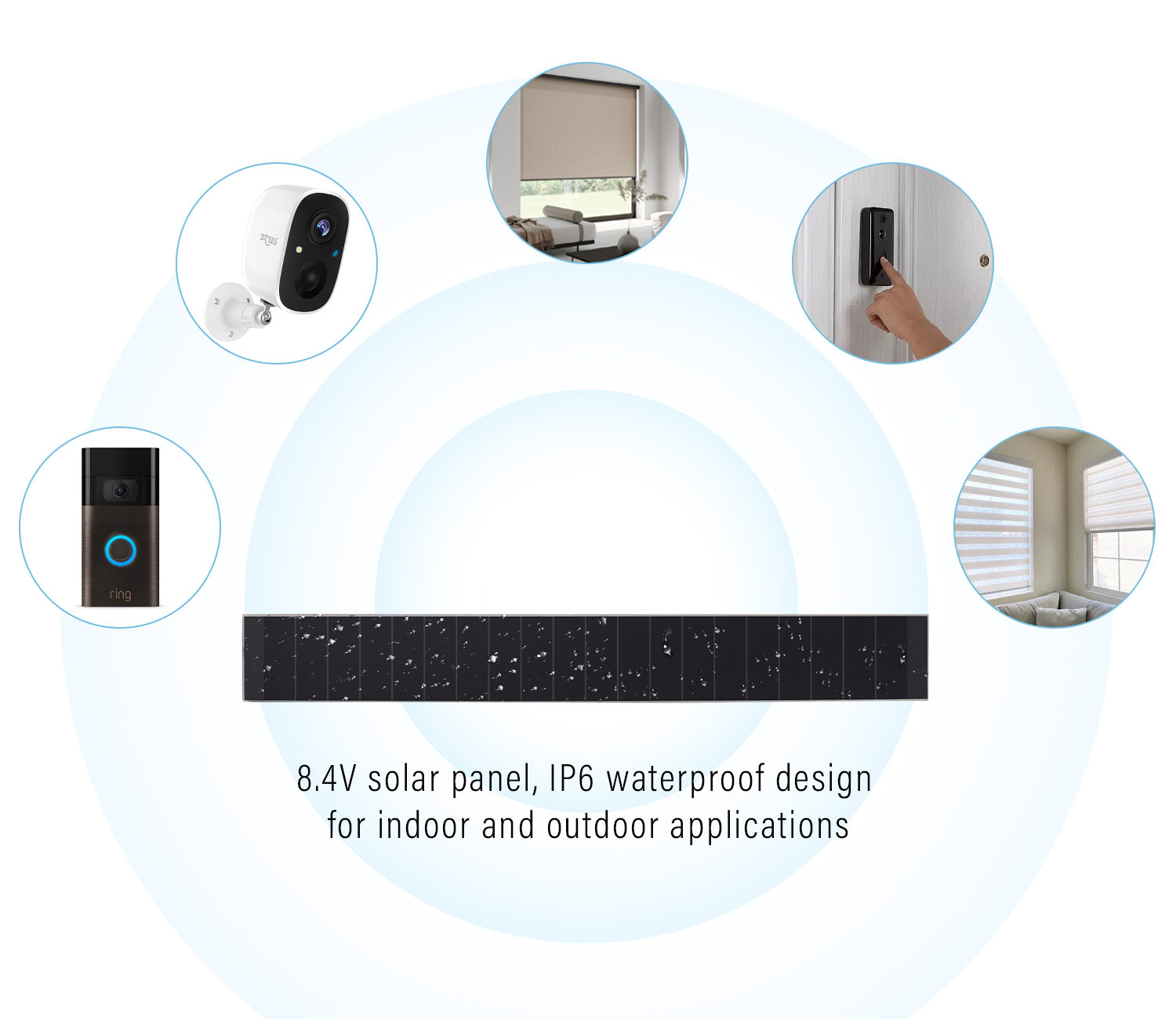 Panneaux solaires Sortfle Blinds – Petit chargeur solaire 8,4 V pour stores motorisés 