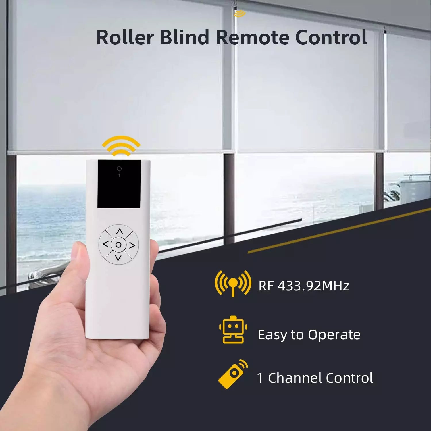 Sortfle AC114-01 Remote Control (RF 433.92MHz) 1 Channel Wireless Blinds Controller for Motorized Roller Shades and Blinds