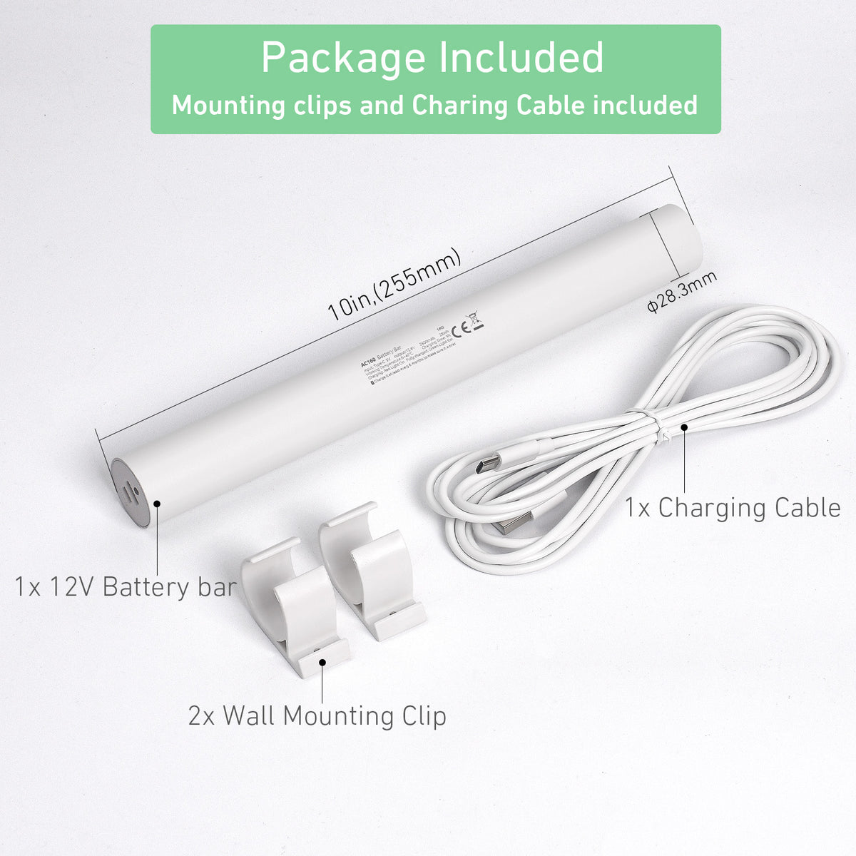 12V Blinds Battery Pack, 3-Cell 18650 Lithium Battery Pack, Type-C Charger Port