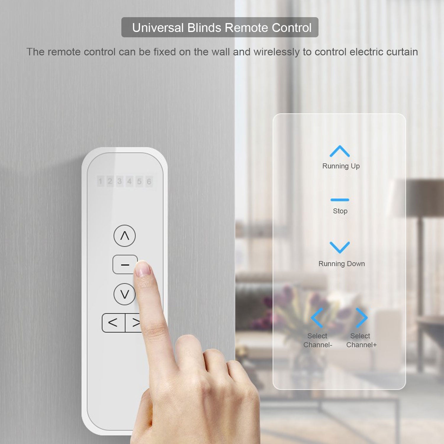 Sortfle AC123-01 RF 433.92 Wireless Remote Control, Single Channel Blinds Controller for Roller Shades/Blinds