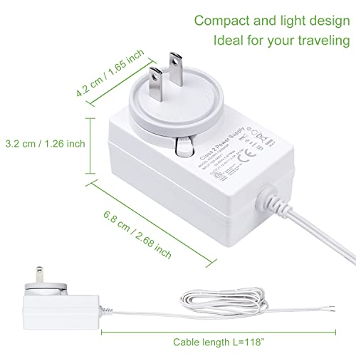 Adaptador enchufable Sortfle DC 12V/24V, transformador, adaptador de pared DC, adaptador blanco