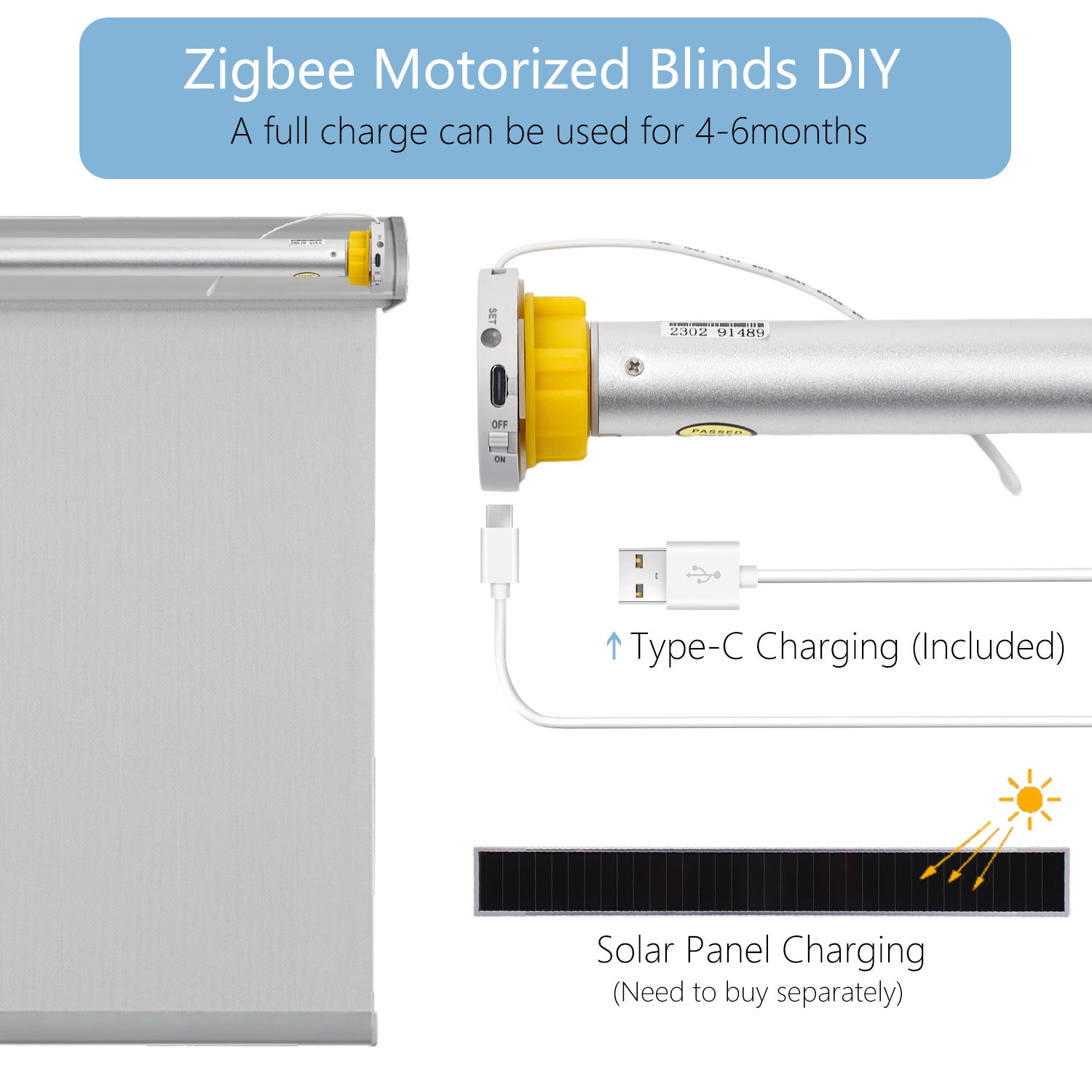 Zigbee Smart Motorized Blinds/Shades Motor 1.5“ 38mm/45mm , Compatible with Alexa Directly, No HUB Needed