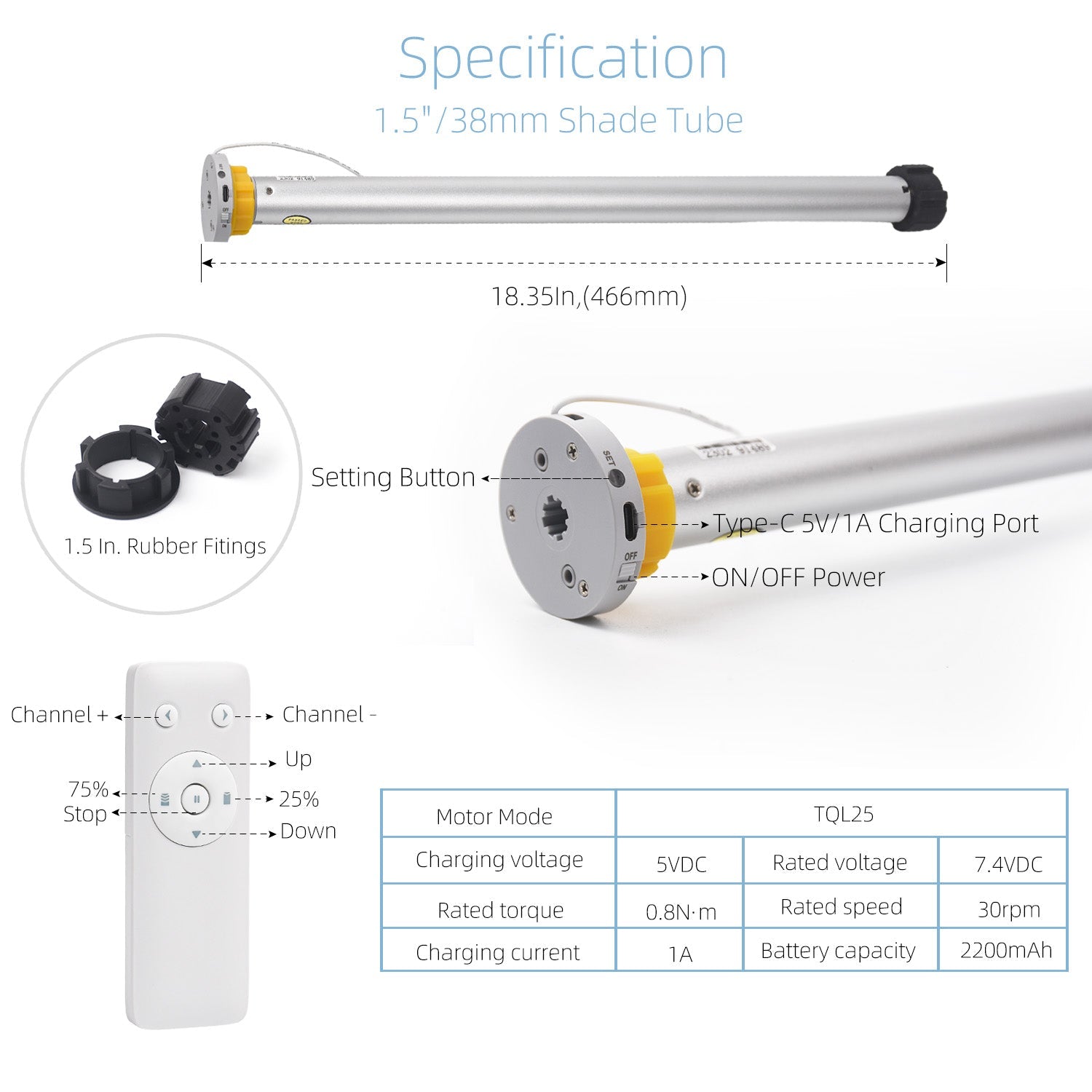 Motor de persianas/persianas motorizadas inteligentes Zigbee de 1,5 pulgadas, 38mm/45mm, Compatible directamente con Alexa, no se necesita HUB