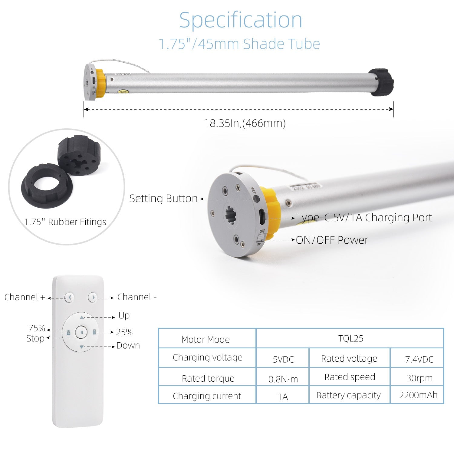 Zigbee Smart Motorized Blinds/Shades Motor 1.5“ 38mm/45mm , Compatible with Alexa Directly, No HUB Needed