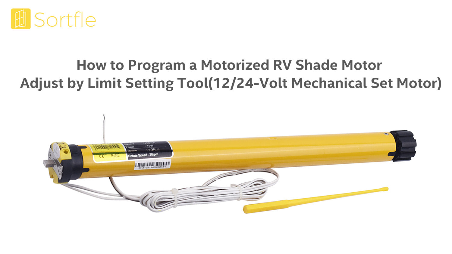 Rollerhouse AM25 DC 12/24V Roller Blind Motor, Wired for Motorized RV Shade